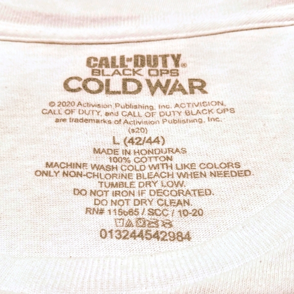 Call of Duty Shirt Mens Size Large Black Ops Cold War White Short Sleeve T-Shirt - Picture 3 of 4